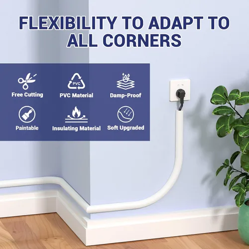 Vista 5 de Ocultador de cable de pared, oculto de cable flexible, ocultador de alambre de silicona autoadhesivo Aplicable a televisores para el hogar
