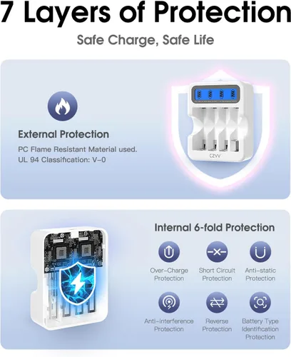 Vista 4 de Baterías recargables AA de litio de 1.5 V, paquete de 8 unidades de gran capacidad de 3500 mWh, doble A compatible con detección de batería baja