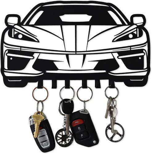 Vista 12 de MOOH Llavero de metal automotriz con 6 ganchos, regalo único para amantes de los automóviles montado en la pared para hombres y mujeres, decoración