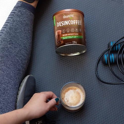 Vista 3 de Desincha Desin - Café instantáneo Keto sabor moca chocolate; café 100% arábica, té verde, yerba mate, canela y cacao; bajo en calorías, colágeno