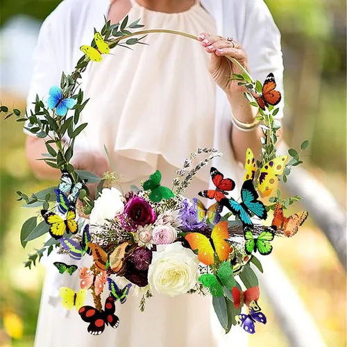 Vista 7 de PARLAIM 104 calcomanías de pared de mariposas 3D para pared, mariposas 3D, decoración de mariposas, decoración de mariposas, calcomanías murales