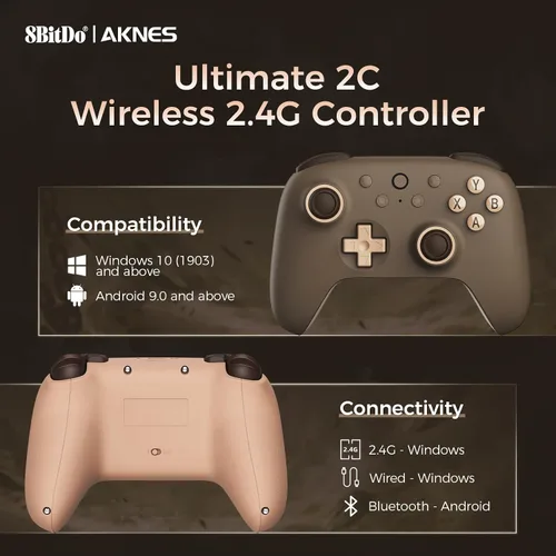 Vista 2 de AKNES 8Bitdo Ultimate 2C Wireless 2.4G Controller for Windows PC and Android, Gamepad with Hall Effect Joysticks and Hall Triggers, 1000Hz Polling