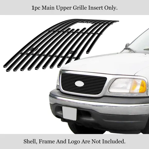 Vista 3 de APS Compatible con Ford F-150 1999-2003 Harley Davidson Lightning Honeycomb Style con logotipo Show Main Upper Acero inoxidable Negro 8x6 Horizontal