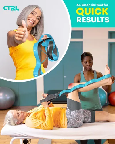 Vista 6 de Correa elástica con bucles, banda elástica no elástica para terapia física, correa de yoga para equipo de estiramiento, bandas elásticas
