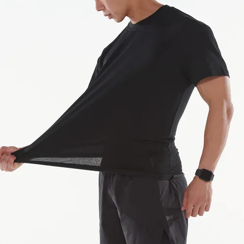 Vista 6 de LESTE Upcycling - Camiseta de manga corta con cuello redondo para hombre, entrenamiento deportivo, camiseta deportiva deportiva