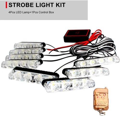 Vista 2 de 16 luces LED de policía estroboscópicas para automóvil, luces reflectivas para tablero de vehículo de emergencia de 12 V