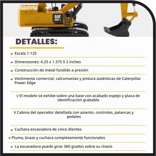 Vista 4 de Diecast Masters 1:125 Escala Modelo Cat 390F L Excavadora hidráulica, 85539