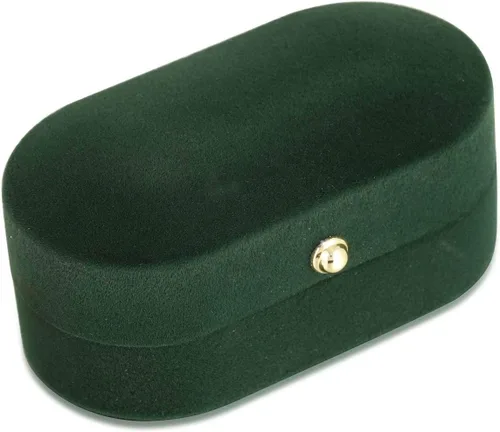 Vista 3 de FM FM42 Caja de terciopelo verde vintage para 2 anillos de compromiso de boda, paquete de 1