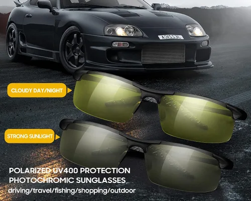 Vista 4 de TJUTR Gafas fotocrómicas de visión nocturna para hombre lentes polarizadas antideslumbrantes seguridad nocturnalluviaconducción