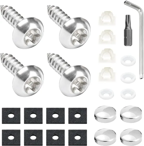 Vista 10 de Tornillos para placa de matrícula de 1/4 pulgadas, insertos de nailon, color negro nylon screw inserts, fastening hardware, fits frames and