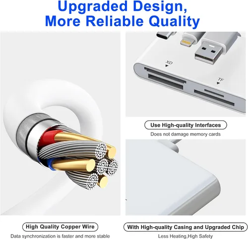 Vista 7 de OTG Memory Stick Pro Duo Adaptador 4 en 1 USB C/Lightning/USB-A a SD/TF/XD/MS lector de tarjetas para Sony Lexar Sandisk, lector de tarjetas