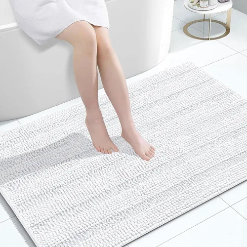 Vista 78 de Grandaily Alfombras de baño de felpilla a rayas de 24 x 16 pulgadas, extra gruesas y suaves, absorbentes, parte trasera de goma, alfombra de ducha
