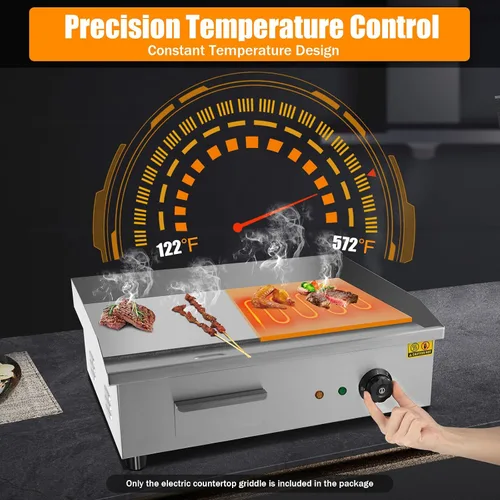 Vista 3 de Plancha eléctrica antiadherente de 3000 W, parrilla termostática de doble control de 572 °F/572.0 °F con disyuntor de sobrecarga, parrilla