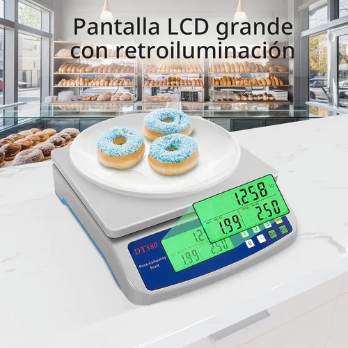 Vista 4 de Báscula comercial de alimentos de 66.1 lbs/66 libras, báscula digital grande de cocina para hornear, cocinar, pan, carne, peso, precio, báscula