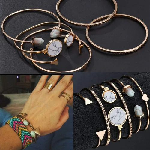 Vista 6 de Paquete de 15 relojes de cuero para mujer, con incrustaciones de diamantes de imitación de cuarzo, reloj de pulsera de varias capas apilable
