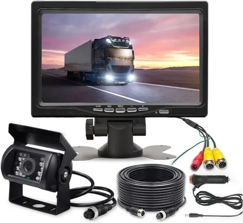 Vista 8 de Monitor de pantalla LCD TFT de 7 pulgadas para automóvil, kit de cámara de respaldo con cable de 49.2 ft para 18L/ ED IR Cam 10M