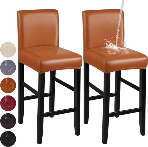 Vista 25 de YISUN - Fundas para taburete de bar, mezcla de forro polar elástico y poliéster, lavables y removibles, para taburete de bar y silla alta, con Beige