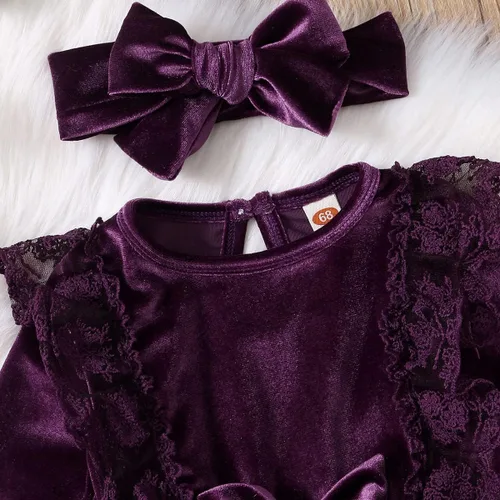 Vista 4 de IDOPIP Vestido de tutú de terciopelo para niñas pequeñas de manga larga de princesa Navidad cumpleaños boda para otoño invierno