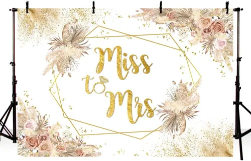 Vista 3 de SENDY Telón de fondo de 7 x 5 pies de Miss to Mrs Boho Chic Floral despedida de soltera Fotografía de fondo de boda, aniversario de boda, decoración