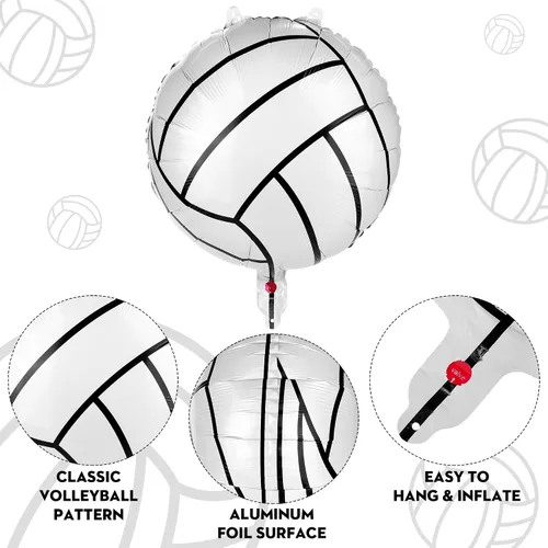 Vista 3 de Durony 12 piezas, 46 cm, globos de voleibol, decoraciones temáticas de voleibol para fiestas, globos de Mylar de aluminio, globos de voleibol