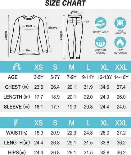 Vista 6 de MRIGNT Ropa interior térmica para niños, conjunto de pantalones largos térmicos con camisa y pantalones