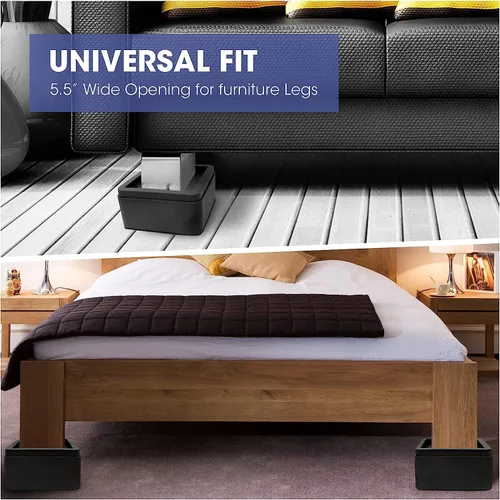 Vista 6 de MYMULIKE Elevadores de cama de 2 pulgadas, de gran tamaño se ajustan a patas de 5.5 pulgadas, resistente 6000 libras, bloques elevadores de cama