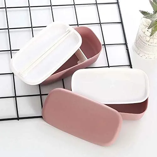 Vista 4 de kkhouse Paquete de 2 loncheras de 2 capas para microondas con compartimentos a prueba de fugas, contenedor de alimentos aislado con palillos