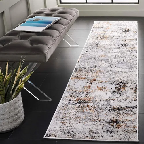 Vista 10 de SAFAVIEH Amalfi Collection AMF572C - Alfombra de pasillo de 2 x 8 pies, color crema y azul marino, moderno diseño abstracto envejecido, no desprende