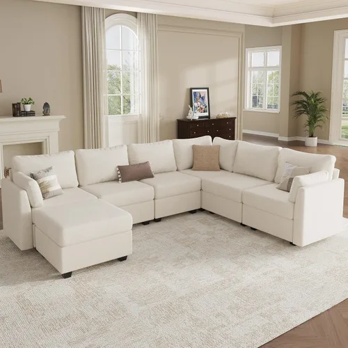 Vista 8 de Weture - Sofá modular seccional con almacenamiento, sofá seccional en forma de U para sala de estar, sofá seccional modular convertible