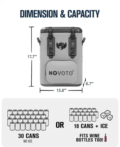 Vista 5 de 30 Can Magnetic Backpack Cooler, Zipperless Soft Cooler Backpack with Wide-Mouth Magnetic Lid, Leakproof Insulated Soft Sided Cooler for Beach
