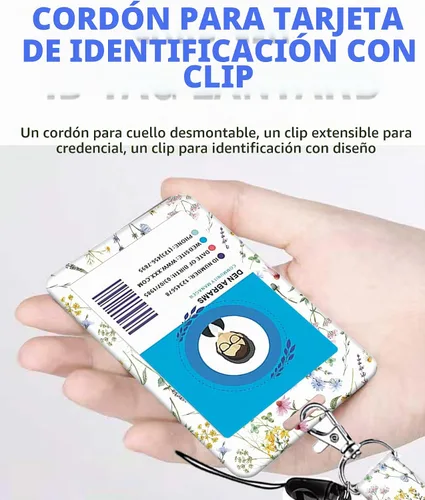 Vista 5 de BLOCIT Soporte para tarjetas de identificación con cordón, portatarjetas de identificación a la moda con cordones retráctiles, clip de metal