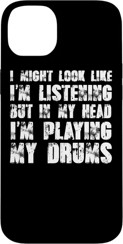 Vista 15 de iPhone 12/12 Pro Might Look Like I'm Listening Playing Drums - Estuche divertido para batería