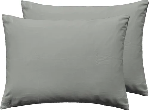 Vista 7 de Juego de 2 fundas de almohada suaves 100 % algodón con cremallera, acogedoras y ligeras, de fácil cuidado, juego de 2, color negro, tamaño King, 20