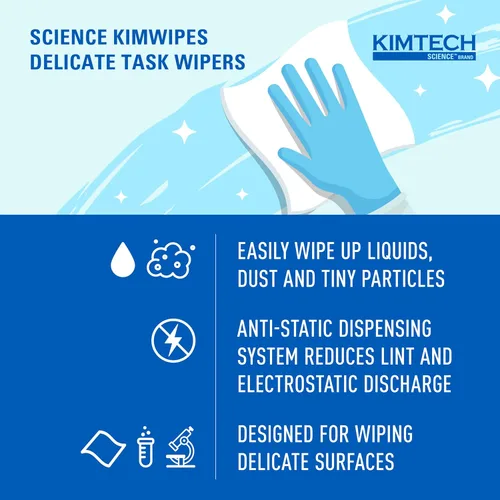 Vista 8 de Kimtech Science Kimwipes - Limpiaparabrisas desechables de 11-4/5 x 11-4/5 pulgadas 34133, paquete de 15, 2940 toallitas Caja emergente, hojas