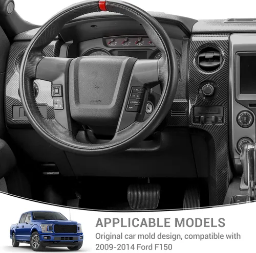 Vista 5 de para F150 Kit de Ajuste Interior de Fibra de Carbono, Ajuste de Cubierta de Panel de Tablero y Ajuste de Cubierta de Bisel del Interruptor de Faros