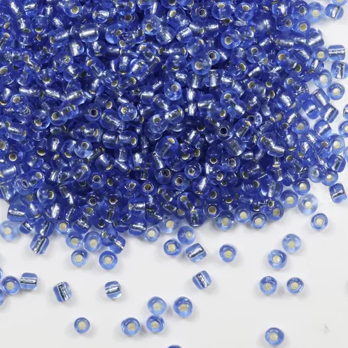 Vista 17 de Cuentas de Semilla de Vidrio Transparentes Azules con Línea Plateada Tamaño 8/0 Artesanías Cuentas de Semilla de Vidrio de 3mm para Hacer Joyas Azul
