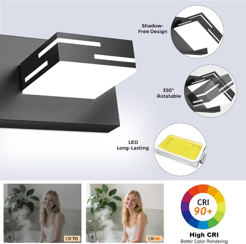 Vista 2 de IZORRO Moderna lámpara LED de tocador de baño (30 pulgadas, 4 luces, 5 CCT, regulable), luces de tocador negras mate para accesorios de iluminación