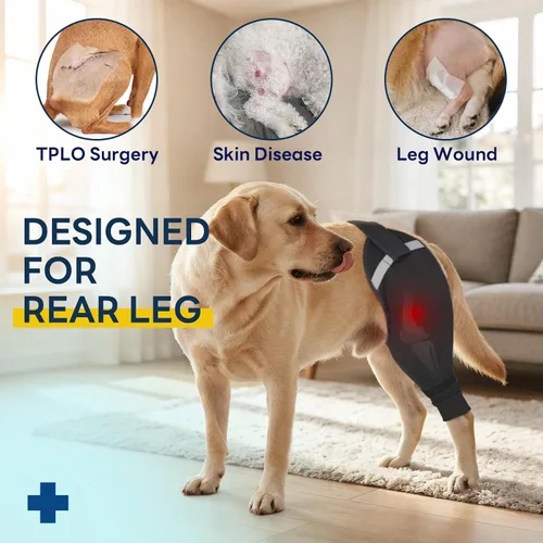 Vista 3 de Funda para patas traseras de perro para dejar de lamer, cubierta mejorada para patas traseras para dejar de resbalar, para cirugía TPLO, condiciones