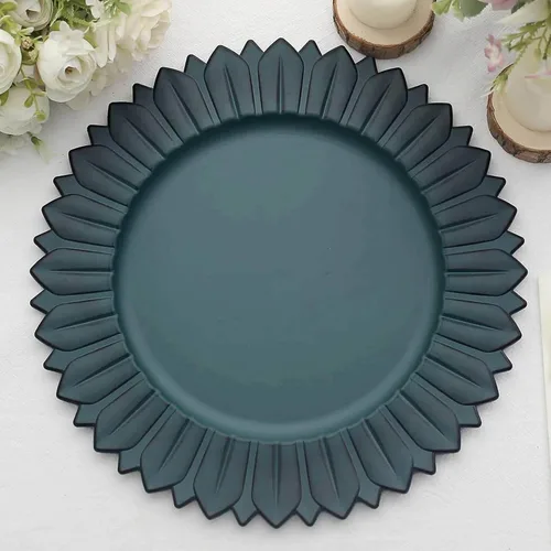 Vista 13 de Efavormart Paquete de 6 Platos Cargadores de Cena de Plástico de Girasol Amarillo Mostaza Mate de 13", Bandejas Redondas Desechables para Servir