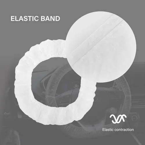 Vista 4 de 100 unidades de fundas desechables para volante, protector desechable para volante con elástico para evitar rozaduras y arañazos, funda universal