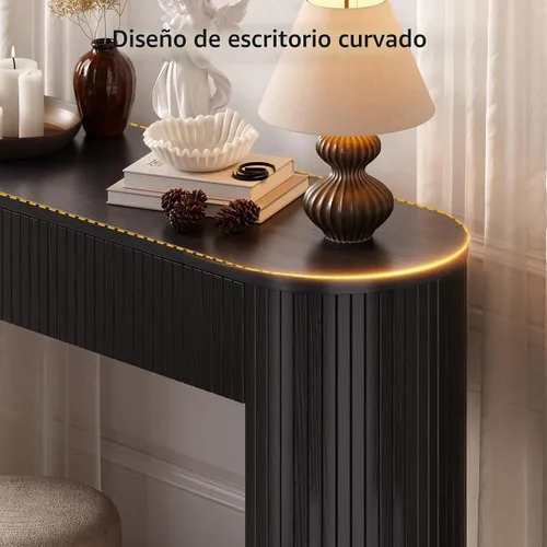 Vista 4 de Mesa consola de 55 pulgadas con 2 cajones, mesas de entrada acanaladas con almacenamiento, mesa de sofá detrás del sofá, mesas de pasillo, mesa