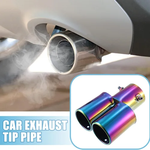Vista 2 de Tubo de escape doble para automóvil, doble salida, diámetro aplicable, 2.4 pulgadas, tubo de escape universal, punta de silenciador, tubo de escape