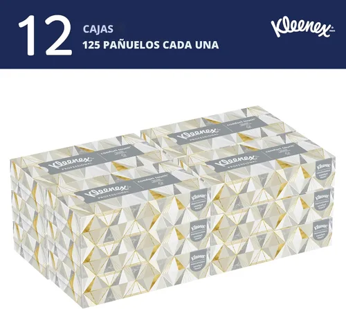 Vista 2 de Kleenex Pañuelo facial profesional, a granel (03076), 2 capas, blanco, cajas de pañuelos faciales planas para negocios, estuche de conveniencia