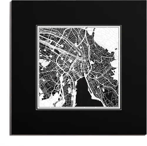 Vista 86 de O3 Design Studio Mapa de corte de papel de París, color negro mate, 20 x 20 pulgadas, arte en papel