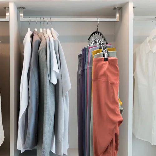 Vista 6 de Organizador de leggings para armario, perchas de metal para pantalones de yoga, 1 paquete con 10 clips con capacidad para 10 leggings, organizador