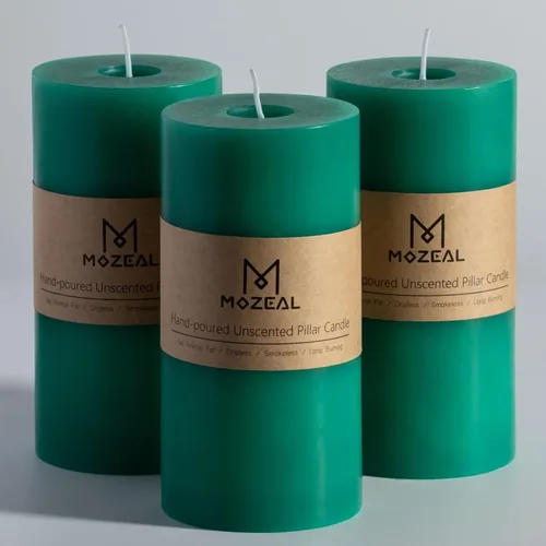 Vista 39 de MOZEAL Juego de 3 velas sin perfume vertidas a mano de 3 x 6 pulgadas, velas tipo pilar sin goteo, combustión de larga duración, aproximadamente 120