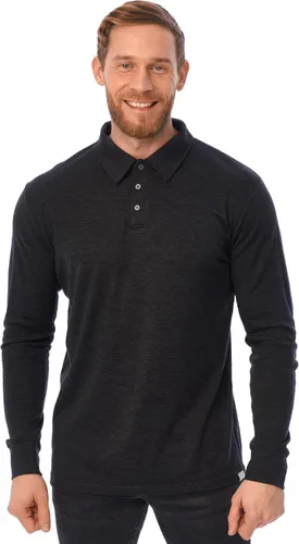 Vista 20 de 100% Merino Wool Polo Shirt Men - Short & Long Sleeve Shirt Base Later Negro