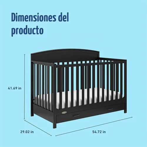 Vista 8 de Graco Benton - Cuna convertible 5 en 1 con cajón, certificado GREENGUARD Gold, se convierte de cuna de bebé a cama infantil, sofá cama y cama