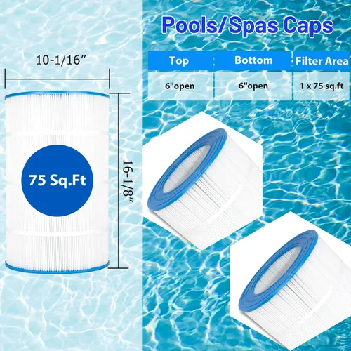 Vista 2 de PAP75 - Filtro de piscina para C-9407, Clear 75, Ultral-C2, R173214, 59054100, FC-0685, 590541, 10751, 75 pies cuadrados, 1 paquete