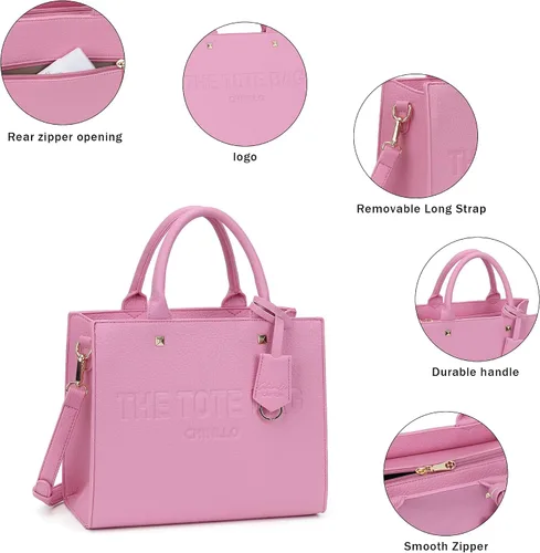 Vista 4 de Bolsa de mano para mujer, estilo satchel, con asa superior y correa para el hombro